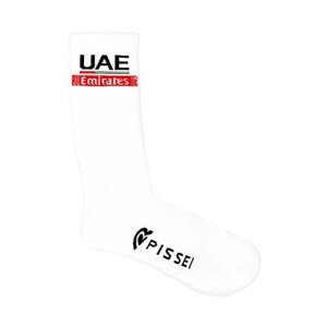 PISSEI Cyklistické ponožky klasické - PISSEI UAE TEAM EMIR - bílá S-M