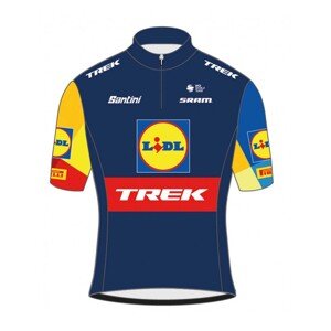 SANTINI Cyklistický dres s krátkým rukávem - LIDL TREK 2024 KIDS - žlutá/červená/modrá 13Y