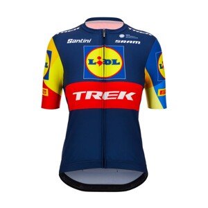 SANTINI Cyklistický dres s krátkým rukávem - LIDL TREK 2024 LADY - modrá/žlutá/červená S