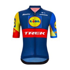 SANTINI Cyklistický dres s krátkým rukávem - LIDL TREK 2024 TEAM ORIGINAL - modrá/červená/žlutá 4XL