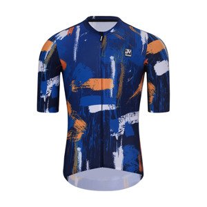 HOLOKOLO Cyklistický dres s krátkým rukávem - STROKES - oranžová/modrá XL