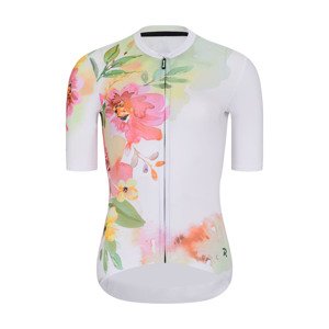 RIVANELLE BY HOLOKOLO Cyklistický dres s krátkým rukávem - FLOWERY LADY - bílá/růžová/zelená M