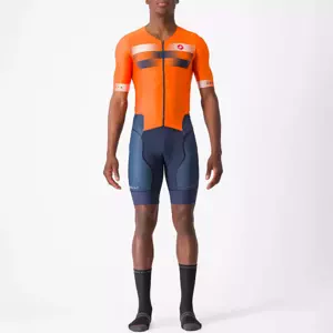 CASTELLI Cyklistická kombinéza - SANREMO 2 - oranžová/modrá/bílá 3XL