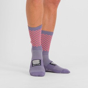 SPORTFUL Cyklistické ponožky klasické - CHECKMATE - fialová/růžová XL