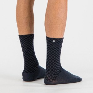 SPORTFUL Cyklistické ponožky klasické - CHECKMATE - černá/modrá XL