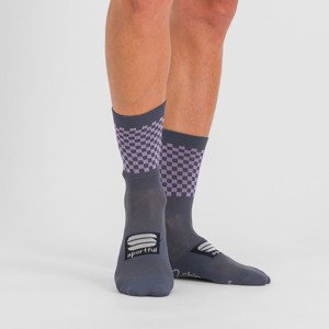 SPORTFUL Cyklistické ponožky klasické - CHECKMATE - modrá/fialová M-L