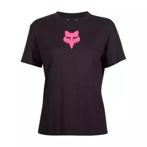 FOX Cyklistické triko s krátkým rukávem - W FOX HEAD - černá/růžová S