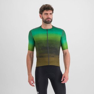 SPORTFUL Cyklistický dres s krátkým rukávem - FLOW SUPERGIARA - zelená/hnědá