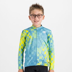 SPORTFUL Cyklistický dres s dlouhým rukávem zimní - KID THERMAL - modrá/žlutá