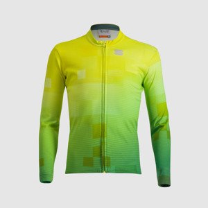SPORTFUL Cyklistický dres s dlouhým rukávem zimní - KID THERMAL - žlutá/zelená 10Y