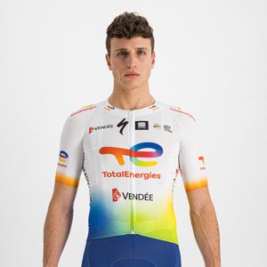 SPORTFUL Cyklistický dres s krátkým rukávem - TOTAL ENERGIES BOMBER - bílá/vícebarevná 2XL