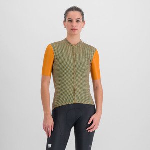 SPORTFUL Cyklistický dres s krátkým rukávem - CHECKMATE - hnědá/žlutá S
