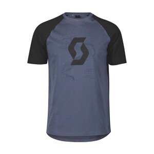SCOTT Cyklistické triko s krátkým rukávem - ICON RAGLAN - černá/modrá S
