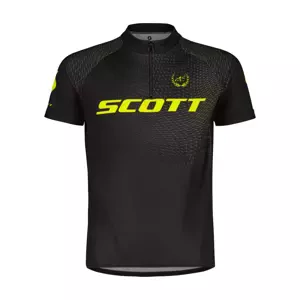 SCOTT Cyklistický dres s krátkým rukávem - RC PRO JR - černá/žlutá 152 cm