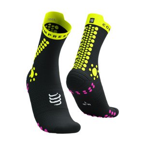 COMPRESSPORT Cyklistické ponožky klasické - PRO RACING V4.0 TRAIL - žlutá/černá 45-48
