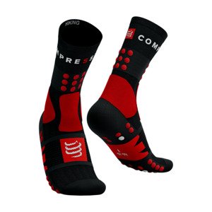 COMPRESSPORT Cyklistické ponožky klasické - HIKING - červená/černá 45-48