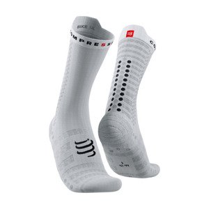 COMPRESSPORT Cyklistické ponožky klasické - PRO RACING V4.0 ULTRALIGHT BIKE  - bílá/černá 39-41