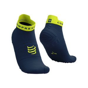 COMPRESSPORT Cyklistické ponožky kotníkové - PRO RACING V4.0 RUN LOW - modrá/žlutá 35-38