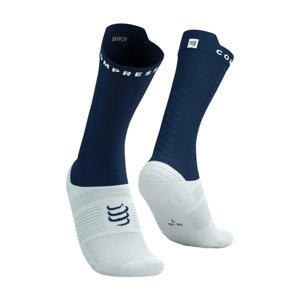 COMPRESSPORT Cyklistické ponožky klasické - PRO RACING V4.0 BIKE - bílá/modrá 39-41