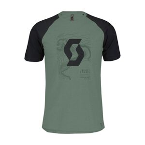 SCOTT Cyklistické triko s krátkým rukávem - ICON RAGLAN - zelená/černá L