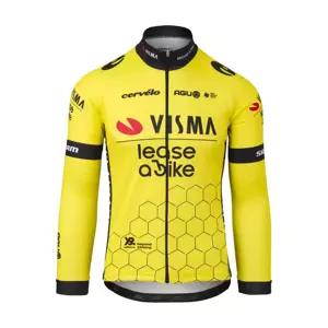 AGU Cyklistický dres s dlouhým rukávem letní - REPLICA VISMA | LEASE A BIKE 2024 - žlutá/černá 2XL