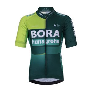 BONAVELO Cyklistický dres s krátkým rukávem - BORA 2024 KIDS - zelená/světle zelená L-155cm