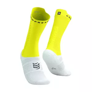 COMPRESSPORT Cyklistické ponožky klasické - PRO RACING V4.0 BIKE - bílá/žlutá 35-38