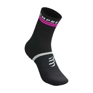 COMPRESSPORT Cyklistické ponožky klasické - PRO MARATHON V2.0 - černá/žlutá/růžová 35-38