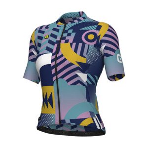 ALÉ Cyklistický dres s krátkým rukávem - PR-E GAMES - růžová/tyrkysová/žlutá