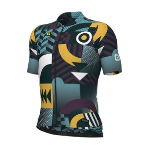 ALÉ Cyklistický dres s krátkým rukávem - PR-E GAMES - tyrkysová/fialová/žlutá