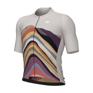 ALÉ Cyklistický dres s krátkým rukávem - PR-E RAINBOW - béžová L