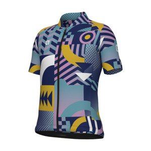 ALÉ Cyklistický dres s krátkým rukávem - KID GAMES - růžová/tyrkysová/žlutá