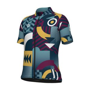 ALÉ Cyklistický dres s krátkým rukávem - KID GAMES - fialová/tyrkysová/žlutá 8Y