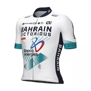 ALÉ Cyklistický dres s krátkým rukávem - BAHRAIN VICTORIOUS 2024 - bílá/modrá 2XL