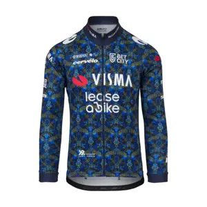 AGU Cyklistický dres s dlouhým rukávem letní - TDF 2024 TEAM VISMA | LEASE A BIKE - modrá/žlutá M