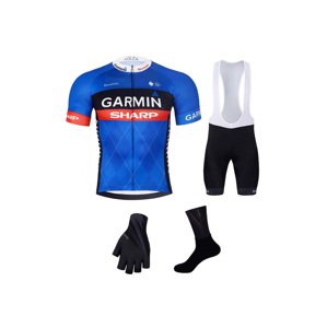 BONAVELO Cyklistický mega set - GARMIN SHARP - bílá/modrá/černá