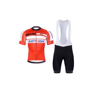 BONAVELO Cyklistický krátký dres a krátké kalhoty - KATUSHA - černá/červená
