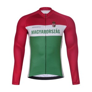 BONAVELO Cyklistický dres s dlouhým rukávem zimní - HUNGARY WINTER - červená/zelená 4XL