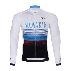 BONAVELO Cyklistický dres s dlouhým rukávem zimní - SLOVAKIA WINTER - bílá/vícebarevná XS