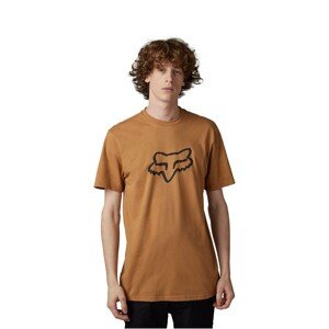 FOX Cyklistické triko s krátkým rukávem - LEGACY FOX HEAD - hnědá XL