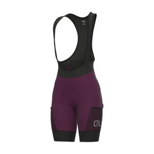 ALÉ Cyklistické kalhoty krátké s laclem - OFF-ROAD GRAVEL STONES CARGO LADY - fialová M