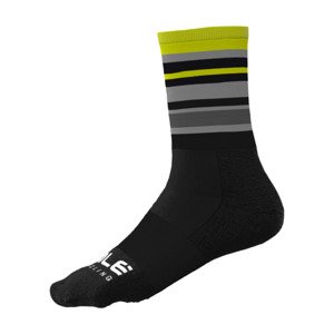 ALÉ Cyklistické ponožky klasické - STRIPES - černá/žlutá