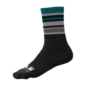 ALÉ Cyklistické ponožky klasické - STRIPES - černá/zelená 44-47