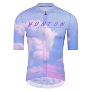 MONTON Cyklistický dres s krátkým rukávem - EVENINGGLOW - světle modrá/fialová/růžová XS