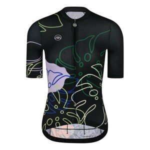 MONTON Cyklistický dres s krátkým rukávem - JUNGLELEAF LADY - černá/vícebarevná S