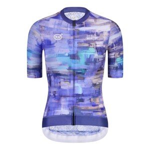 MONTON Cyklistický dres s krátkým rukávem - SKULL OILPAINT LADY - fialová/modrá XS