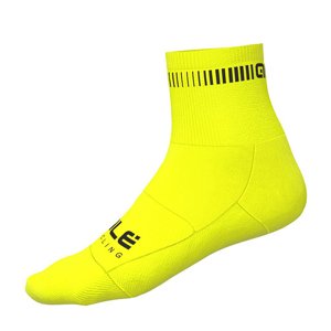 ALÉ Cyklistické ponožky klasické - LOGO Q-SKIN  - žlutá L