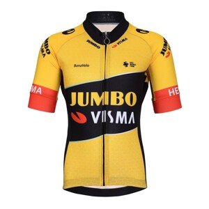 BONAVELO Cyklistický dres s krátkým rukávem - JUMBO-VISMA '23 KIDS - černá/žlutá M-145cm