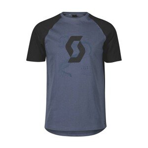 SCOTT Cyklistické triko s krátkým rukávem - ICON RAGLAN SS - černá/modrá 2XL