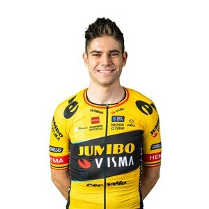 AGU Cyklistický dres s krátkým rukávem - JUMBO-VISMA 2023 WOUT VAN AERT - žlutá/černá 3XL